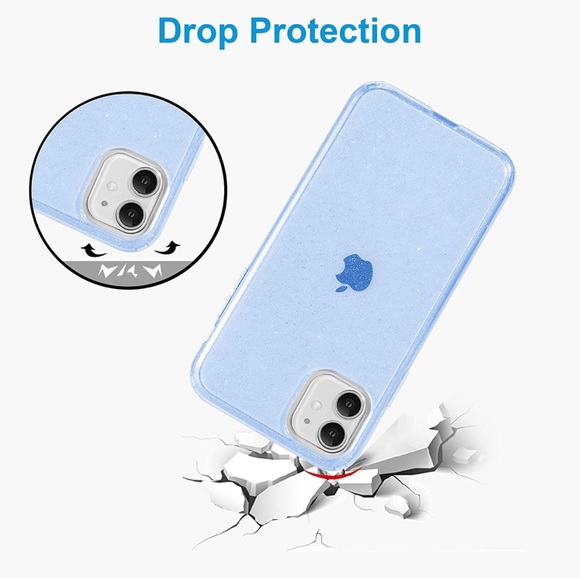 JJGoo iPhone 11 Case, BLUE GLITTER, Flexible Cases for Women Girls (6.1 inch) - Picture 6 of 7